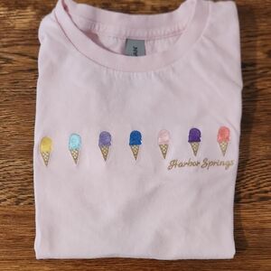 Gildan Kids Tee in Soft Pink with Colorful Ice Creams And Harbor Springs